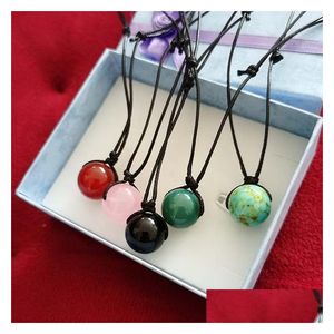 Pendant Necklaces Natural Stone Beads Pendum Necklace Amethyst Tiger Eye Lapsi Pink Crystal Adjustable Chain Drop Delivery Jewelry Pe Dhcnb