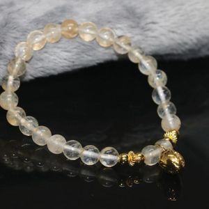 Strand di alta qualità giallo chiaro 6mm perline rotonde bracciali anguria cristallo oro-colore ciondolo goccia gioielli che fanno 7,5 pollici B2116