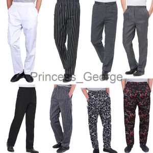 Others Apparel High Quality Chef uniforms kitchen cooker work clothes white pants hotel restaurant bakery catering elastic trousers zebra pants x0711