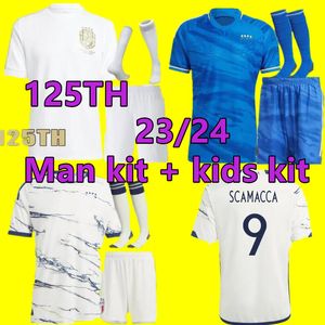 23 24 Italys 125. Yıldönümü Futbol Formaları 2023 Hayranlar Italia Totti Chiesa Futbol Gömlek Setleri 2024 Raspadori Ricci Lorenzo Erkek Çocuk Kiti Üniforma