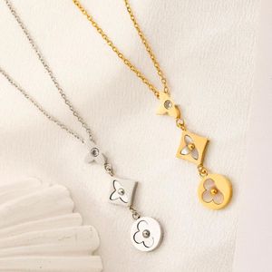 13 Styles 18K Gold Plated Silver Pendant Necklaces High Quality Stainless Steel Copper Designer Brand Letter Necklace Links Chains Fashion Lovers Jewelry