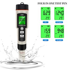 PH Meters 4 in 1 PH ORP H2 Temperature Hydrogen-rich Meter Portable Pen Water Quality Purity Detector for Aquarium Pool Hydroponic 230710
