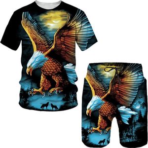 Blazers Soaring Eagle 3d Print Men's T Shirts O Neck Short Sleeve Oversized Tops Animal Graphic Tees Streetwear Summer Men's Tracksuit