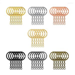 Keychains 70 Pieces 25mm Color Keyrings Metal Round Bifurcated O Ring With Chain For Home Car Office Key Accessories