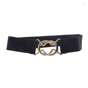 Belts Women Black Waist Elastic Ladies Band Round Buckle Decoration Coat Sweater Fashion Simple All-Match Dress Rice White