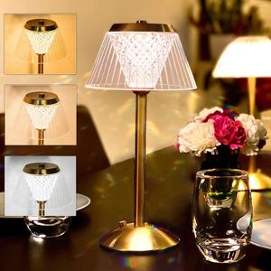 Candeeiros de mesa Candeeiros de mesa Touch Dimming Lamp LED Crystal Atmosphere Light recarregável sem fios Night Coffee/Bar/el/Quarto Decoração