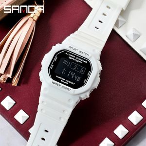 SANDA Weiß Mode frauen Uhren Wasserdichte LED Digital Uhr für Weibliche Uhr Damen Sport Armbanduhr relogio feminino 293