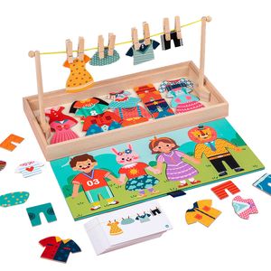 Intelligence toys Kids Montessori Games Wooden Toys Clothes Drying Dress Up Puzzle Jigsaw Thinking Educational Matching Sorting Gifts 230710