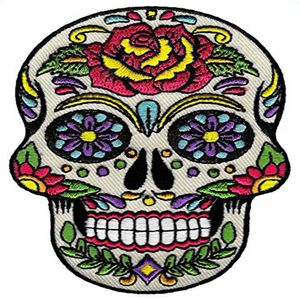 Low Custom Sugar Skull Calavera Patch Broderad Iron-On Skelett Day of the Dead Emblem 3115