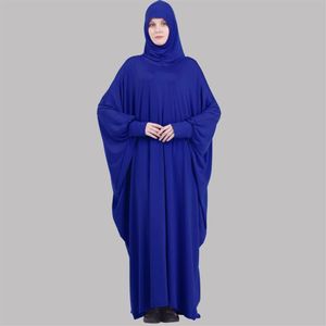 One Piece Prayer Outfit Muslimska kvinnor Abaya Jilbaab med ärmar Bönklänning fäst Scarf Islam Hajj och Umrah Kläder Saudis288L