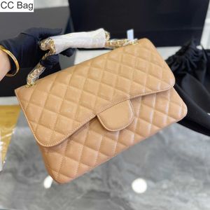 CC Bag 30CM Top Caviar Double Flap Bags Calfskin Quilted Gold Metal Chain Multi Pochette Crossbody Shoulder Luxury Designer Women Large Capacity Genuine Leather Han