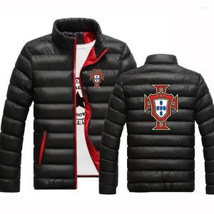 Sudaderas con capucha para hombre, futbolista Portugal 2023, prendas de vestir informales cálidas de invierno, abrigos de Color sólido con cuello levantado, chaqueta acolchada de algodón cortavientos, Tops