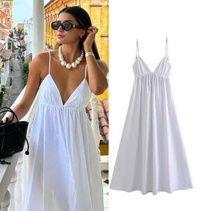 Urban Sexy Dresses Dress Women's Summer 2023 New Chic V-neck Sling Backless Sexy Summer Holiday Dress Elegant Fashion Fashion Youth Street Youth Long Dresses L230711