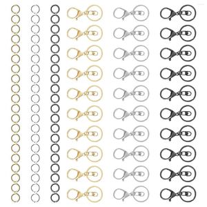 Keychains 90x Lobster Claw Clasps Keychain Keys Lanyard Connector Metal Open Jump Rings For Findings Bag Supplies Keyrings DIY Crafts