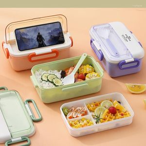Zestawy obiadowe Bento Box pojemniki na Lunch dla dorosłych dzieci studenci możliwość podgrzewania w kuchence mikrofalowej z zestawem naczyń jadalnia praca szkoła piknik