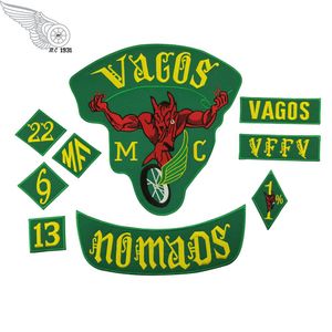 Fashion Vagos 1% MC Full Of Jacket Vest Patch ricamata Green Motorcycle Biker Vest Patch Rock Punk Patch 9 Pz / lotto Shippi225S