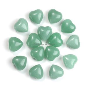 Stone Natural Aventurine Ornaments Carved 15X10Mm Heart Chakra Reiki Healing Quartz Mineral Tumbled Gemstones Hand Home Decor Drop D Dhok2