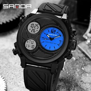 Sanda 3002 Fashion Outdoor Men Watch Top Brand Brand Anity Sports Digital Watch Bright Scree Display Начатые наручные часы Водонепроницаемые часы