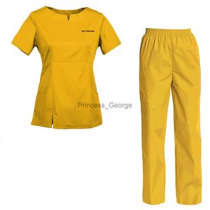 Others Apparel Women's Embroidered Scrub Set Nursing Uniform Set Top and Pants x0711