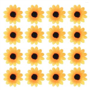 Dekoratif Çiçekler 100 PCS Yapay Ayçiçeği Küçük Daisy Gerbera Çiçek Düğün Partisi Dekoru (Yellowcoffee)