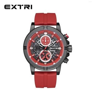 Zegarki na rękę Extri Fashion Men Watch Wodoodporny chronograf męski Sport Data Quartz Anti-Scratch Luminous Silicone Band