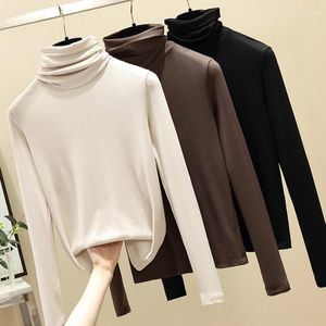 Women's Blouses Plus Size Blouse Shirt Women 2023 Winter Warm Solid Knitted Thick Shirts Lady Slim Bottoming Tops Female Turtleneck