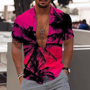 Men's Casual Shirts 2023 Coconut Tree Beach Vacation Party Shirt Cotton Summer Hawaiian Fashion Street Short Sleeves