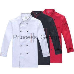 Others Apparel Spring summer Catering uniform long sleeve men chef jacket kitchen work uniform hotel women waiter restaurant clothes x0711