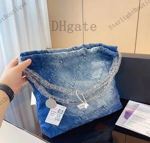 Denim Bag Channel Trend 22 Borse Designer Grand Shopping Bag Tote Donna Sling Body Bag Borsa più costosa con catena d'argento Gabrielle Trash Bag trapuntata