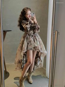 Abiti casual Abito da principessa coreana di lusso Donna Chic Elegante Even Party Floral Fairy Foraml Office Lady 2023 Estate