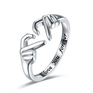 Romantic Heart Double Gesture Rings Carved I Love You Forever Couple Rings Simple Fashion Lover's Wedding Jewelry Dating Gift