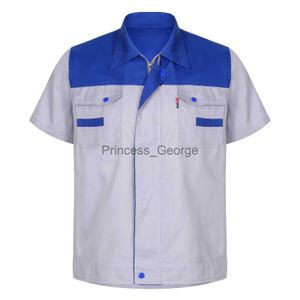 Diğerleri erkekler kadınlar kısa kollu iş ceket atölye gömlekleri motor tamirci üniforma twopocket tshirts man atölye tulumu üst x0711