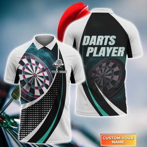 Мужские Polos Darts Team Player Permonized 3D по всему печатному мужскому рубашке для рубашки для летней рубашки с коротким рубашкой уличной рубашки поло