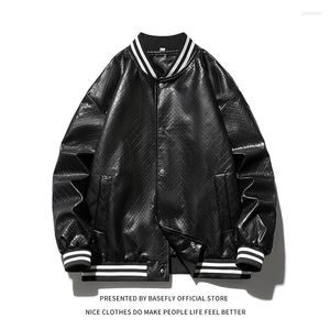 Men's Jackets Spring Autumn Simple Solid Baseball Bomber Jacket PU Leather Men Unisex Women Couple Varsity Chic Casual Retro Vintage