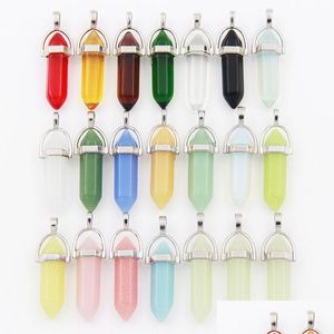 Charms Luminous Stone Hexagonal Column Glass Crystal Chakra Healing Pendant For Necklace Jewelry Accessories Drop Delivery Findings Dhlk0