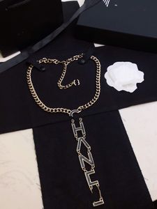 Designer Double Letter Luxury Brand Pendant Necklaces Gold Crystal pearl Sweater Necklace Women CCity Choker Jewelr 561187