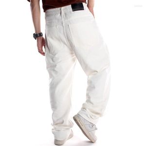Мужские джинсы Мужчины большой размер белый распутный большой большой карманный хип-хоп байкер 30-46
