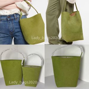 The Row Bucket Bag Axillary Totes Green Large Capacity Handbag Smooth Leather Luxury Women Designer Bags Flat Shoulder Strap Closure Clutch Tote Minimalist Purse