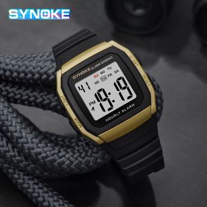 SYNOKE Black Digital Watch For Herr LED Luminous Chronograph Armbandsur Vecka Alarm Elektronisk klocka reloj hombre Classic Watch