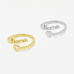 Wedding Rings Retro Letter MAMA Open Ring Women s Fashion Love Style Personality Simple Jewelry Mother s Day Gift Christmas 230710