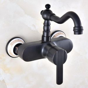 Bathroom Sink Faucets Wall Mounted Wash Basin Faucet Oil Rubbed Bronze Swivel Spout Bahroom Vanity Mixer Kitchen Cold And Water Taps Dnf874