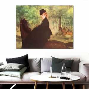 Impressionismo Canvas Art the Horsewoman 1875 Edouard Manet Painting Handmade Figurative Artwork Cafe Bar Decor