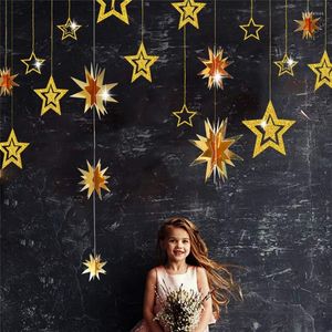 Decorazione per feste Striscioni di carta con stelle vuote dorate Bandiere di ghirlande appese per matrimoni Decorazioni di buon compleanno Forniture per baby shower per bambini