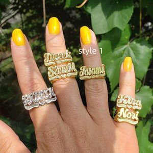 Bandringe Namensring 18 Karat vergoldet, individueller Zahlen- und Buchstaben-Hip-Pop-Ring, personalisierter Statement-3D-Ring, Modeschmuck für Frauen, Geschenk 230711