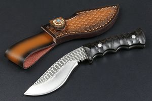 High quality Hand Made Fixed Blades Dogleg Knife High Carbon Steel Drop Point Blade Full Tang Wood Handle Outdoor Camping Hiking Hunting Knives & Leather Sheath