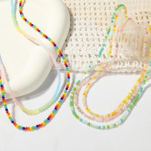Choker 11 Styles Mode Enkel Seed Beads Strand Halsband Kvinnor Pearl Charm Färgglad Handgjord Collier Femme Smycken