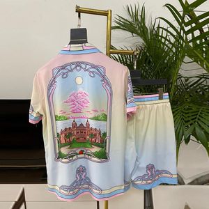 Agasalhos masculinos Conjunto de roupas masculinas estampado Manga curta Moda Camisa havaiana Verão Casual Floral Praia Conjuntos de duas peças