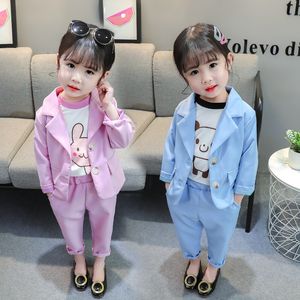 Suits Spring Autumn Girls Suit Set Children Princess Blazer Pants skirts 2pcs Outfits Kids Solid Color Party Performance Clohthes 230711