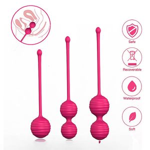 Vibradores 3 pçs/conjunto silicone seguro bola de kegel bola ben wa bola vagina apertar máquina de exercícios vaginais bola de gueixa brinquedos sexuais para mulheres 230710