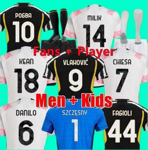 23 24 Vlahovic Chiesa Milik Soccer Jerseysファンプレーヤーバージョン2023 2024 Bonucci Football Shirts Kit Di Maria Soccer Uniform Maglie Da Calcio Men Sets